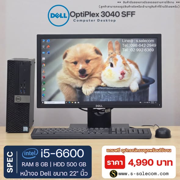 Dell OptiPlex 3040 SFF (i5-6600) พร้อมจอ 22 นิ้ว RAM 8GB / HDD 500 GB